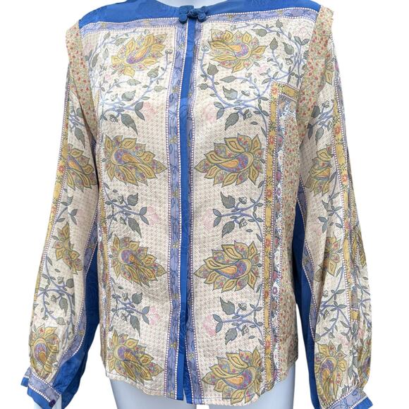 Vintage The Silk Farm Abstract Floral Longsleeve Blouse Women’s 8 100% Silk - Picture 3 of 6